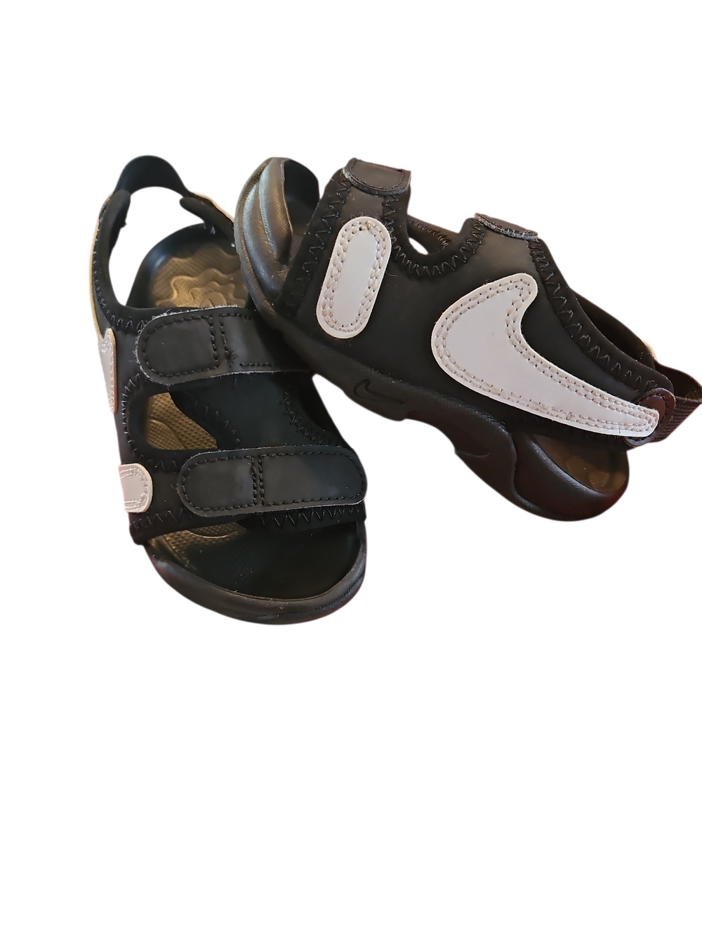 Nike Kids Black Sandals with White Swoosh Size 8c